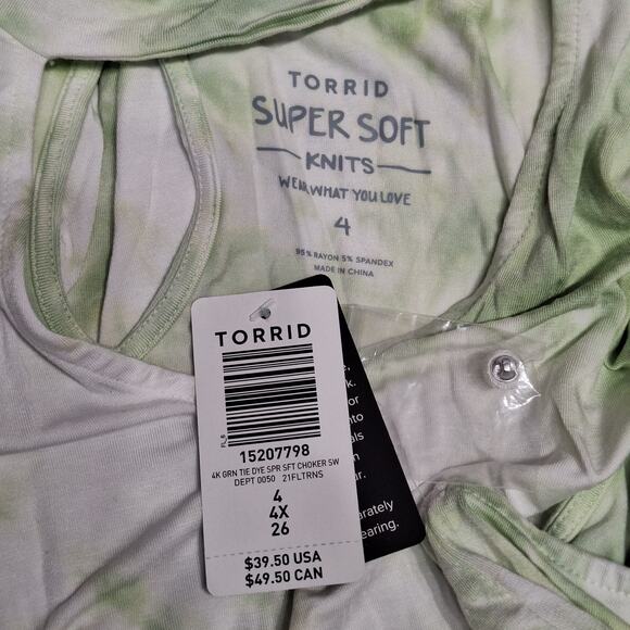 New Torrid Super Soft Knits green tie dye keyhole swing tank 4x - Picture 6 of 6